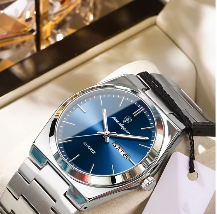 POEDAGAR New Ultra-thin Stainless Steel Waterproof Luminous Calendar Quartz Wristwatches Fashion Students Korean Youth Business Luxury Watches.